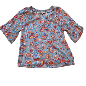 Democracy blue /red paisley blouse sz S